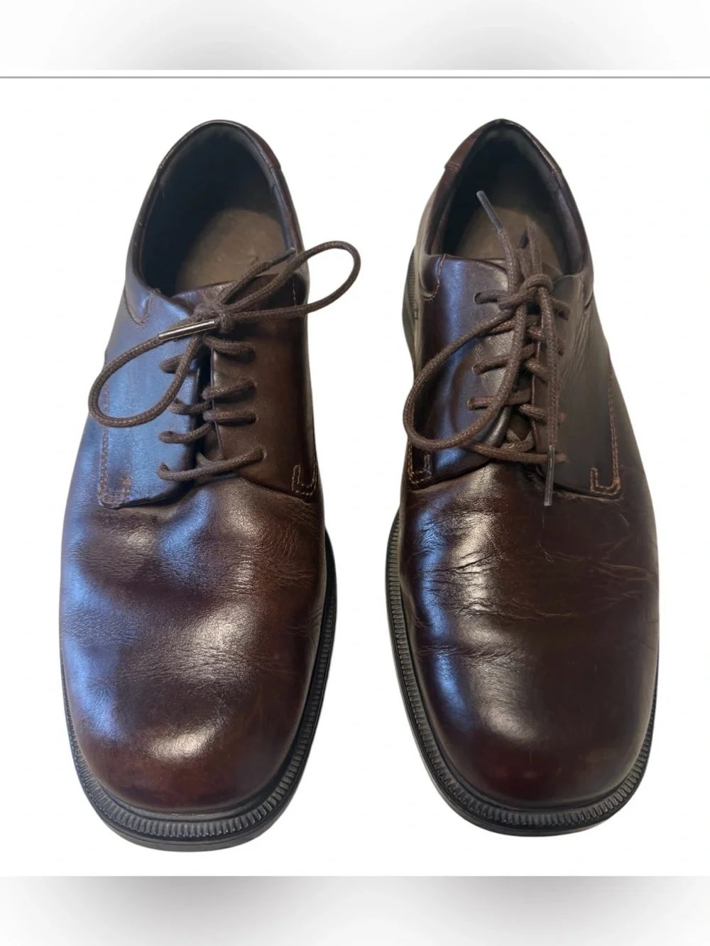 Rockport Men's Margin Dark Brown Leather Lace-Up Oxfords sz9.5W Dress Shoe